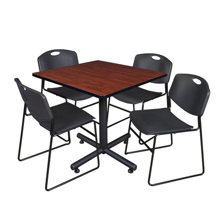 Kobe Kobe Square Table & Chair Set, Wood, Metal, Polypropylene Top TKB3636CH44BK